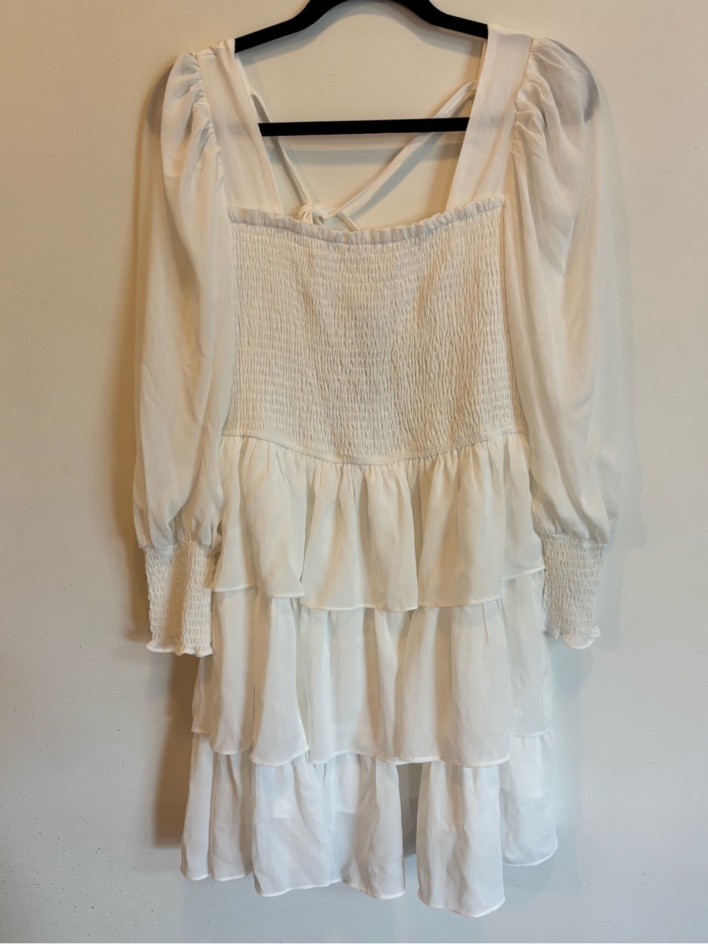 BYINNS NWT WHITE LONG SLEEVE COTTAGECORE MINI DRESS